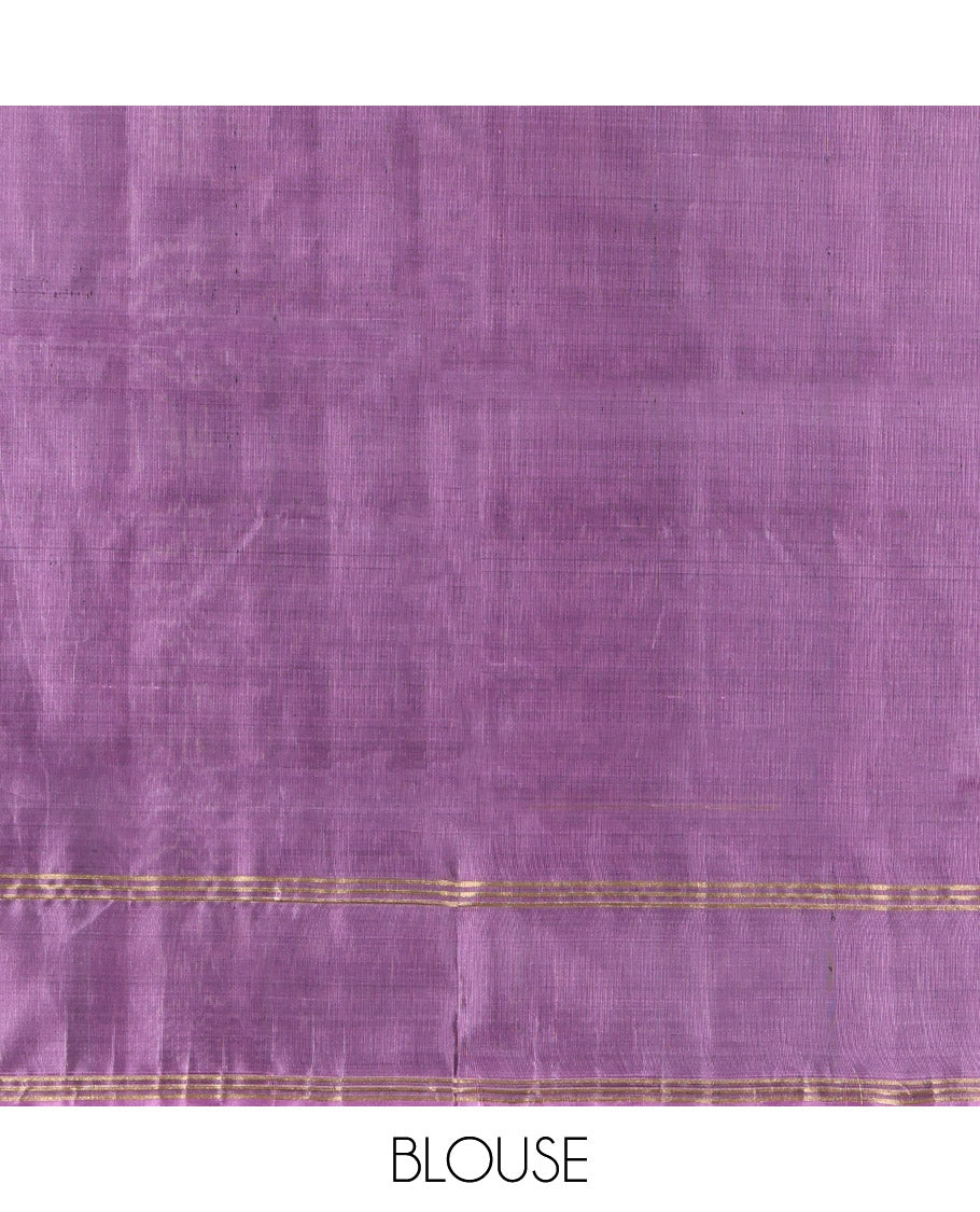 Blue Mayuri Lite Silk Mix Saree, Detailed with Zari Stripes, Contrast Border, Pallu of Intricate Designs, and a Contrast Blouse