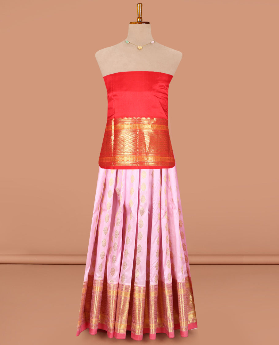 Baby Pink Pure Silk Navarathna Pavadai Material Set