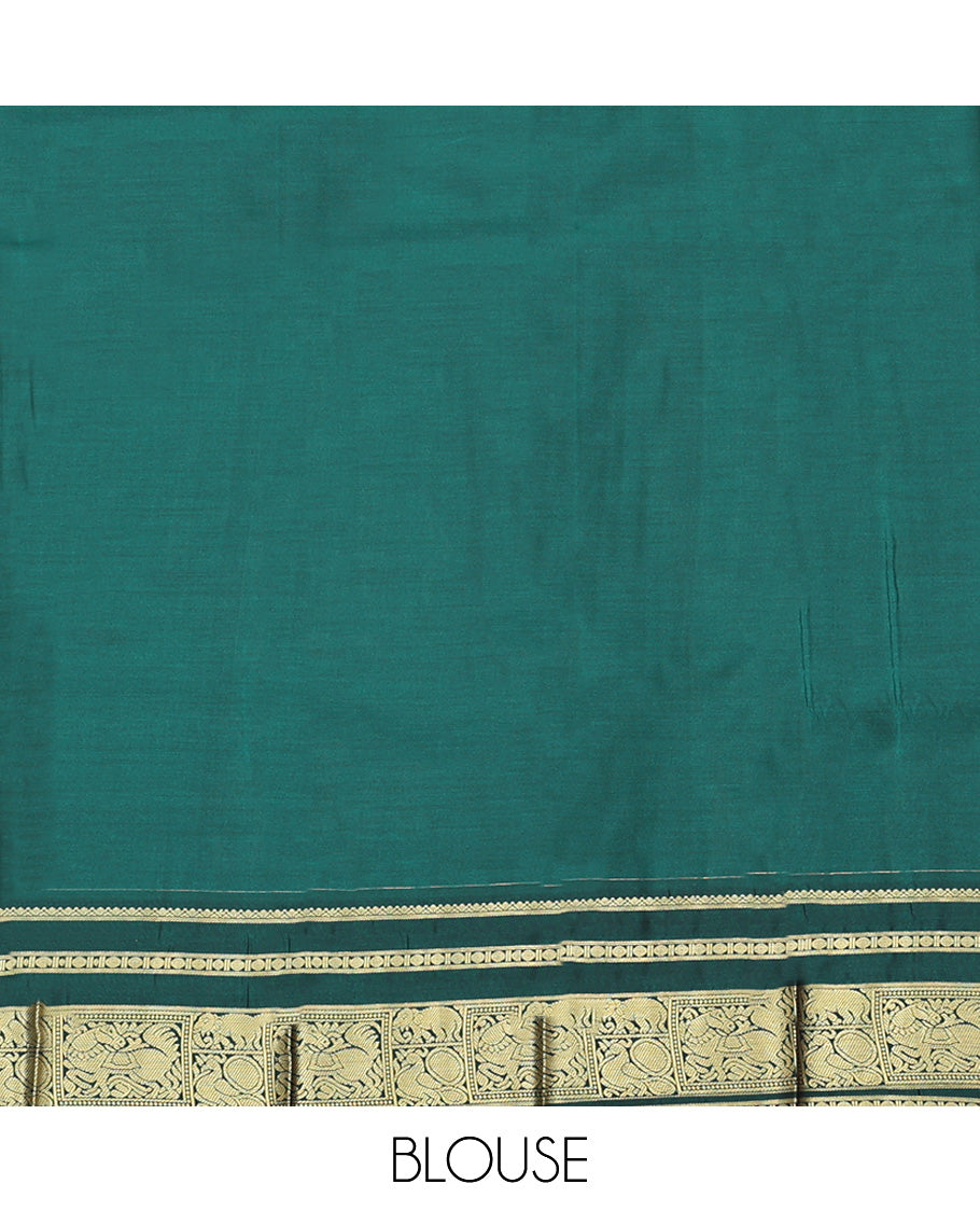 Purple Budget Silk Saree, Embellished with Zari Stripes and Buttas All Over Its Body, Complemented by Contrast Traditional Animal Motifs Woven Border, Jaal Pallu and Paired with a Contrast Blouse