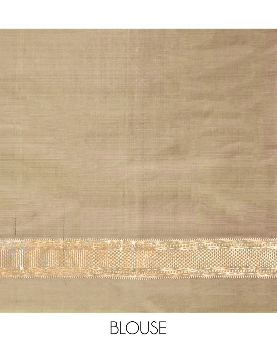 Maroon Vasundhara Silk Saree, Finely Crafted with Zari Butta and Checks All Over Its Body, Complemented by a Contrast Kal Eragina Border of Ara Bogudi, Muthu, and Ara Maadam Designs, Grand Jaal Pallu, and Paired with a Contrast Blouse