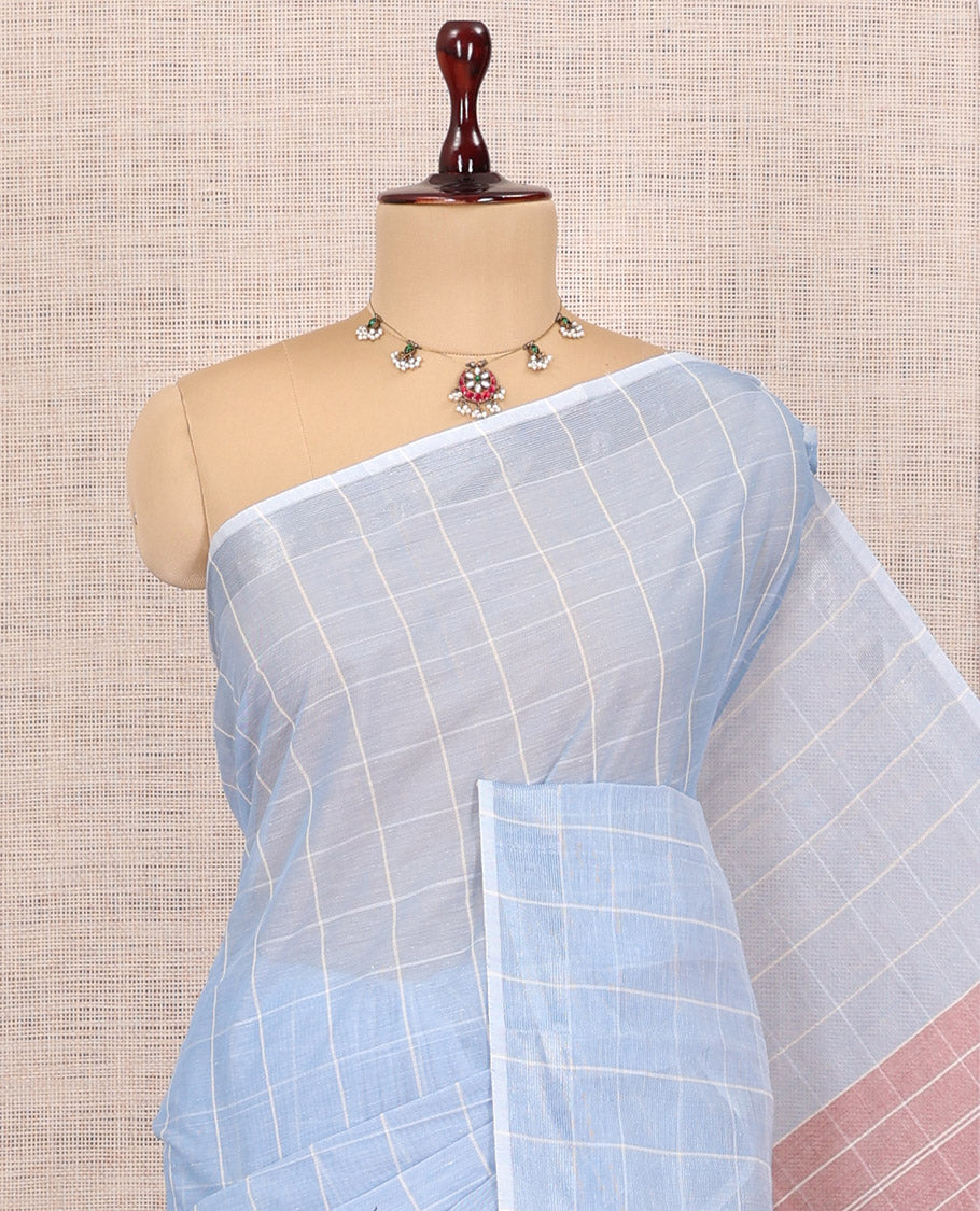 Pale Blue Jute Cotton Saree