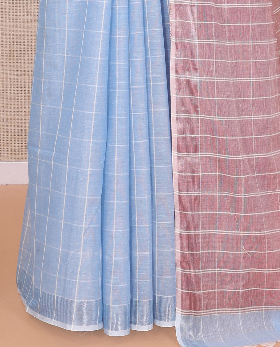 Pale Blue Jute Cotton Saree