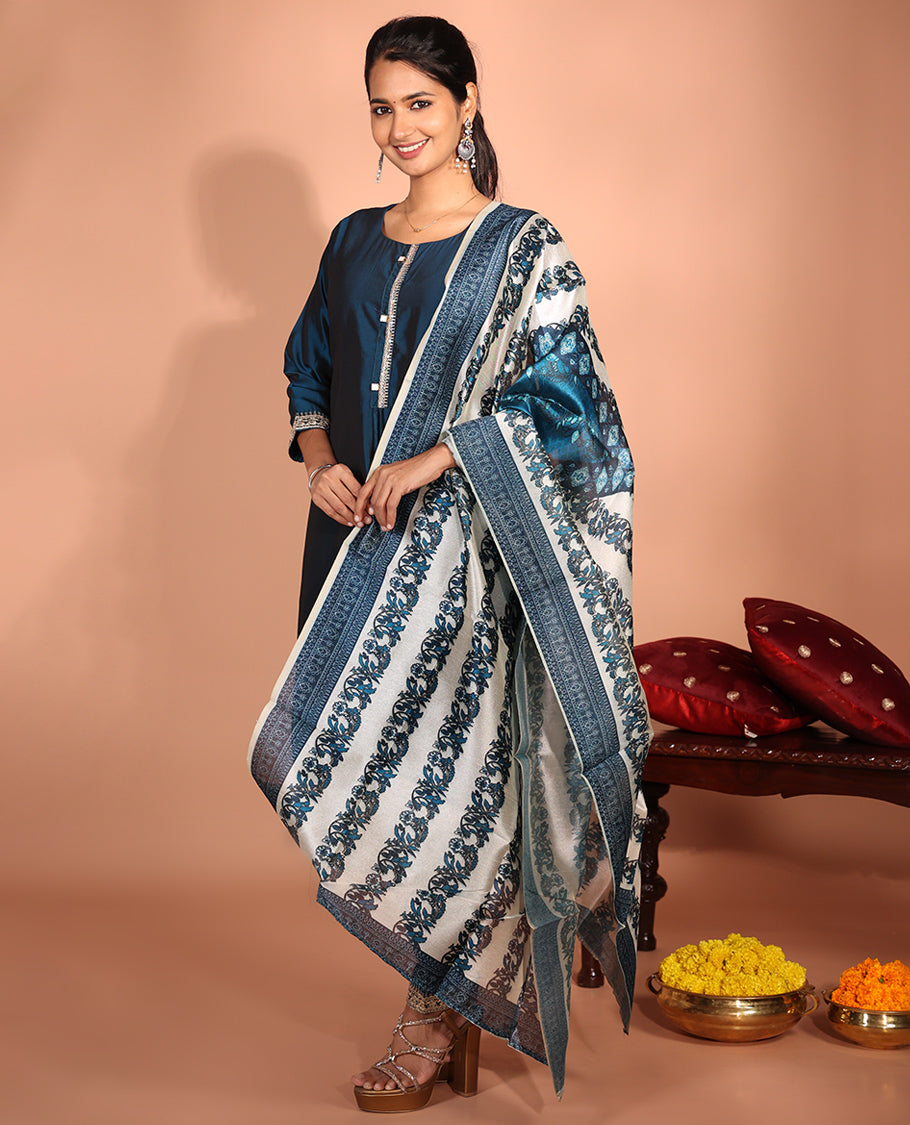 Blue Rangeela Silk Readymade Suit