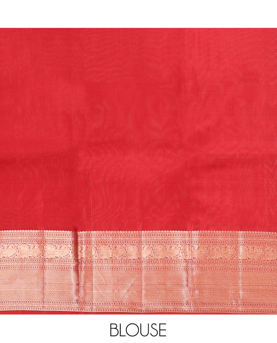 Red Jacquard Zari Border Kanchipuram Wedding Silk Saree
