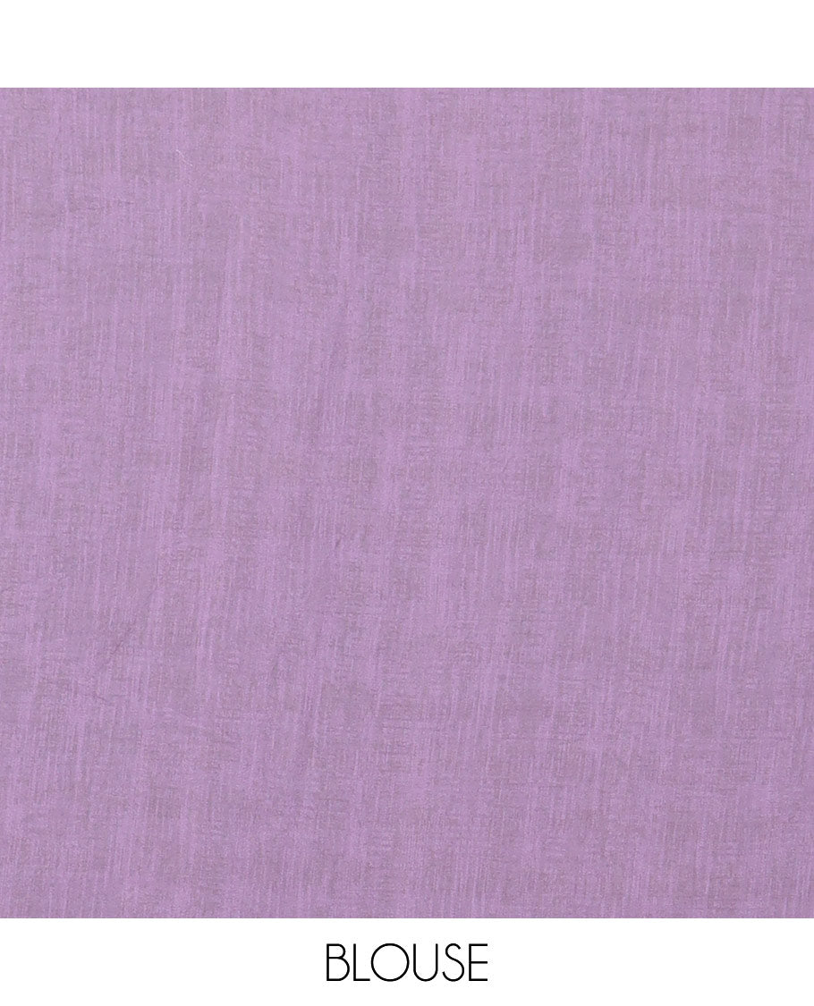 Borderless Violet all-over abstract designer printed smooth georgette saree with self printed pallu & self plain blouse