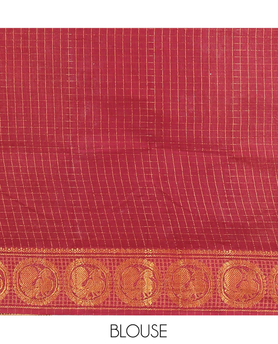 Brown Plain Sungudi Cotton Saree