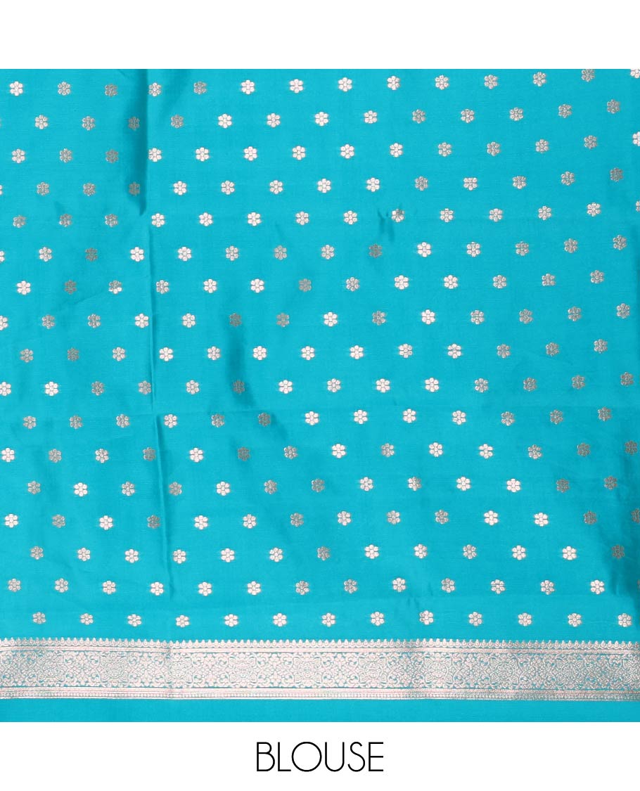 Ramar green elite soft silk saree with zari round buttas, traditional zari border, floral design pallu & flower butta blouse