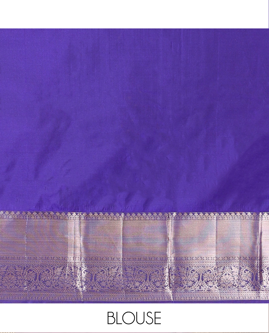 Peach Budget Silk Saree, Richly Detailed with Zari Buttas on Its Body, Complemented by a Contrast Traditional Zari Design Border, Zari Design Pallu, and Paired with a Contrast Blouse
