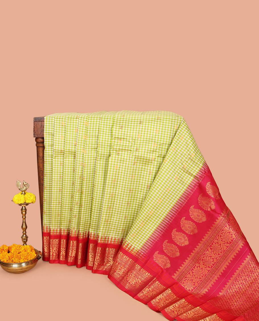 Apple Green Gadwal Silk Saree