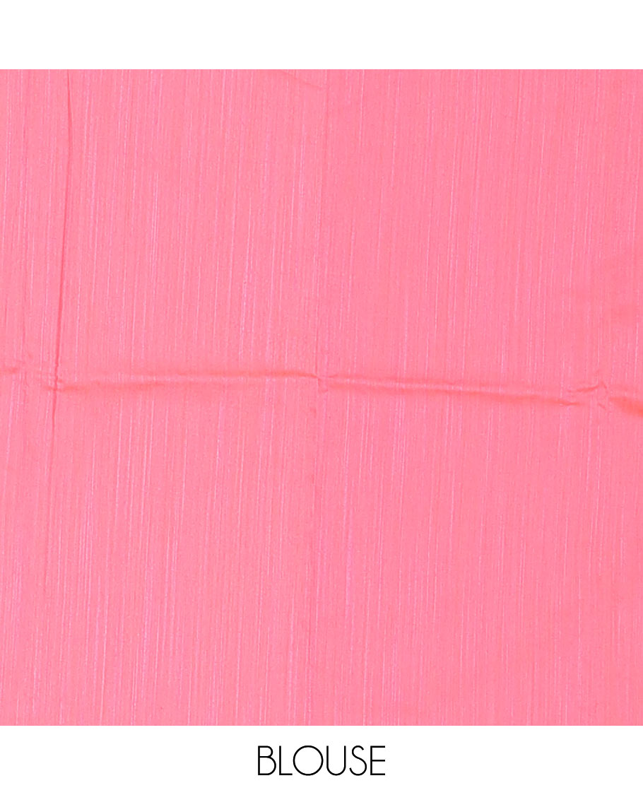 Borderless black-pink color floral printed fendy chiffon saree, contrast plain blouse