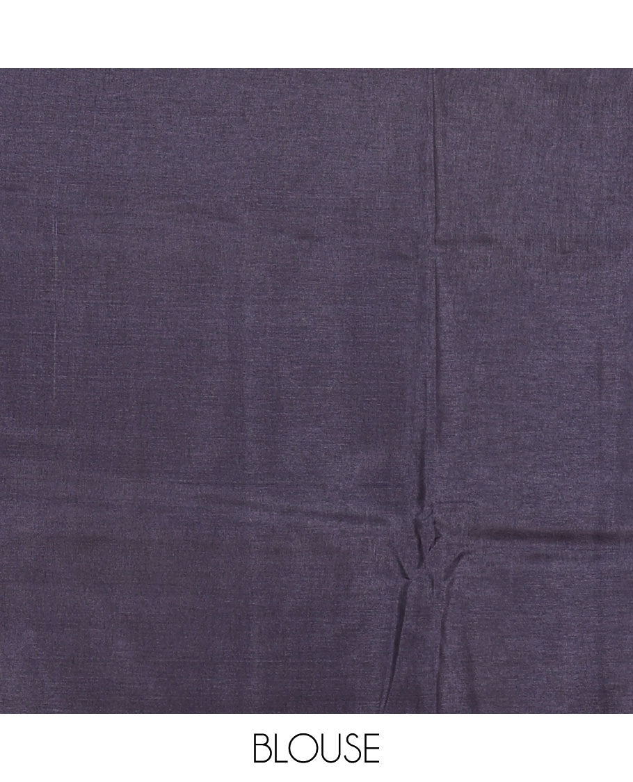 Borderless navy blue shibori printed with shell motifs, blockprinted Manipur tussar saree, shibori printed pallu, and a plain matching blouse