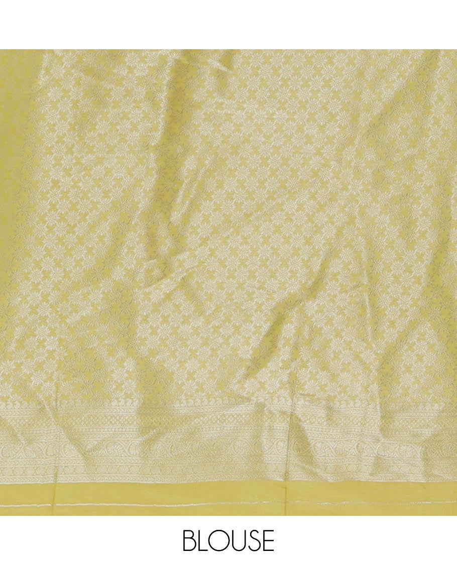 Apple green mayil & yaali zari jacquard softy saree, traditional zari border, intricate pallu & matching zari design blouse