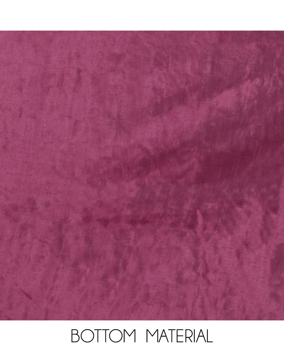 Magenta Material Churidar Set, Embellished with Floral Printed Patch Embroidery Vichitra Silk Top, Comes with a Plain Santoon Bottom, and a Floral Printed Shimmer Georgette Dupatta