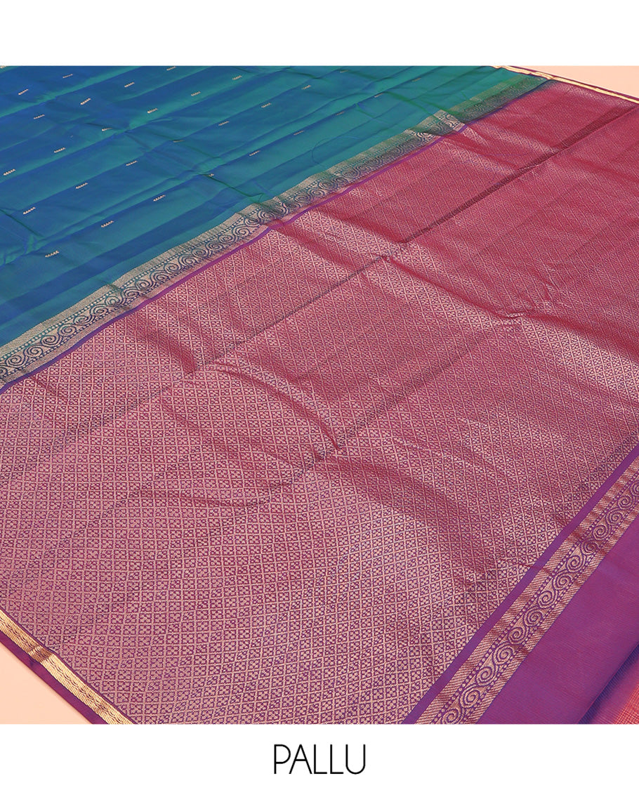 Peacock Blue Vasundhara Lite Silk Mix Saree, Embellished with Zari Design, a Contrast Zari Piping Border, Grand Jaal Pallu, and a Contrast Blouse