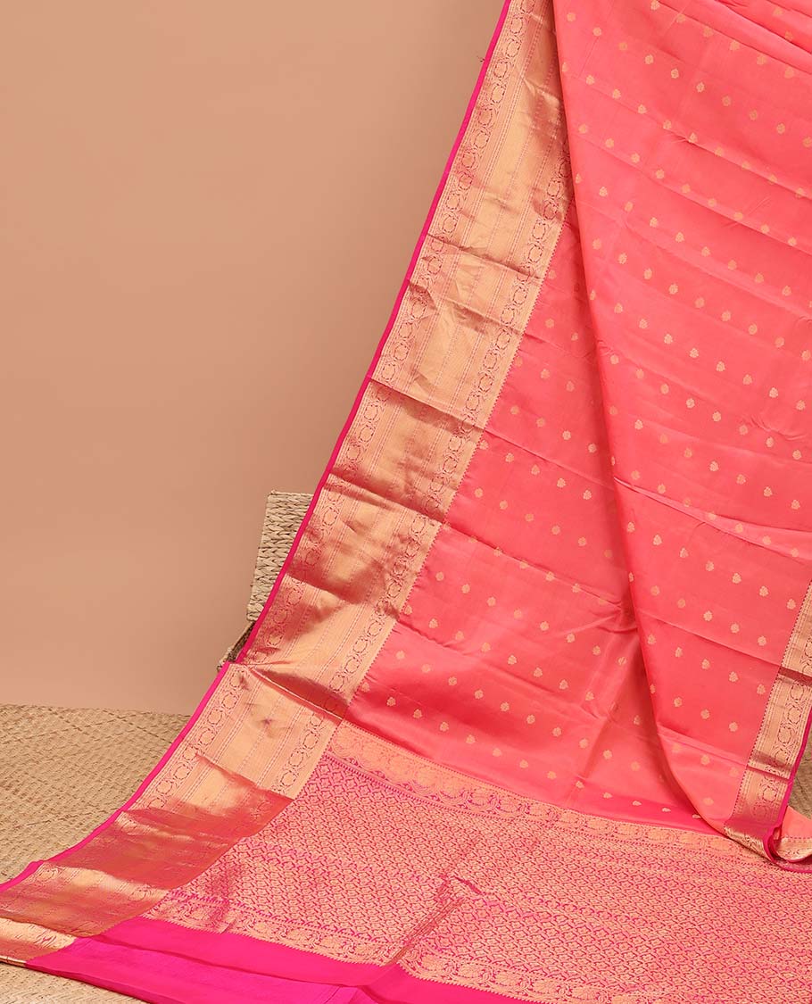 paech floral buttas vasundhara elite silk saree with contrast floral zari design border & pallu of argyle pattern