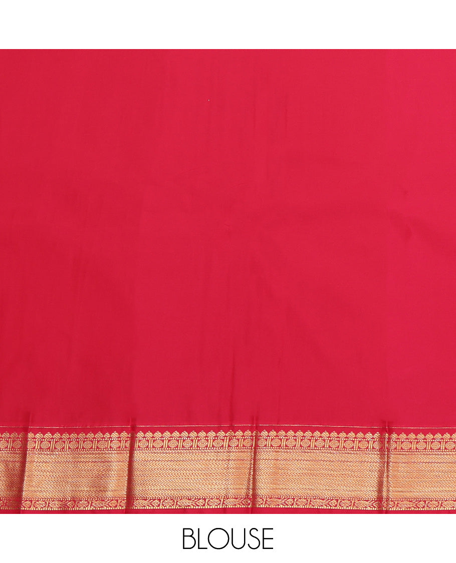 Maroon Budget Silk Saree, Enriched with Zari Buttas and Stripes, a Contrast Traditional Zari Border, Grand Pallu, and a Contrast Blouse