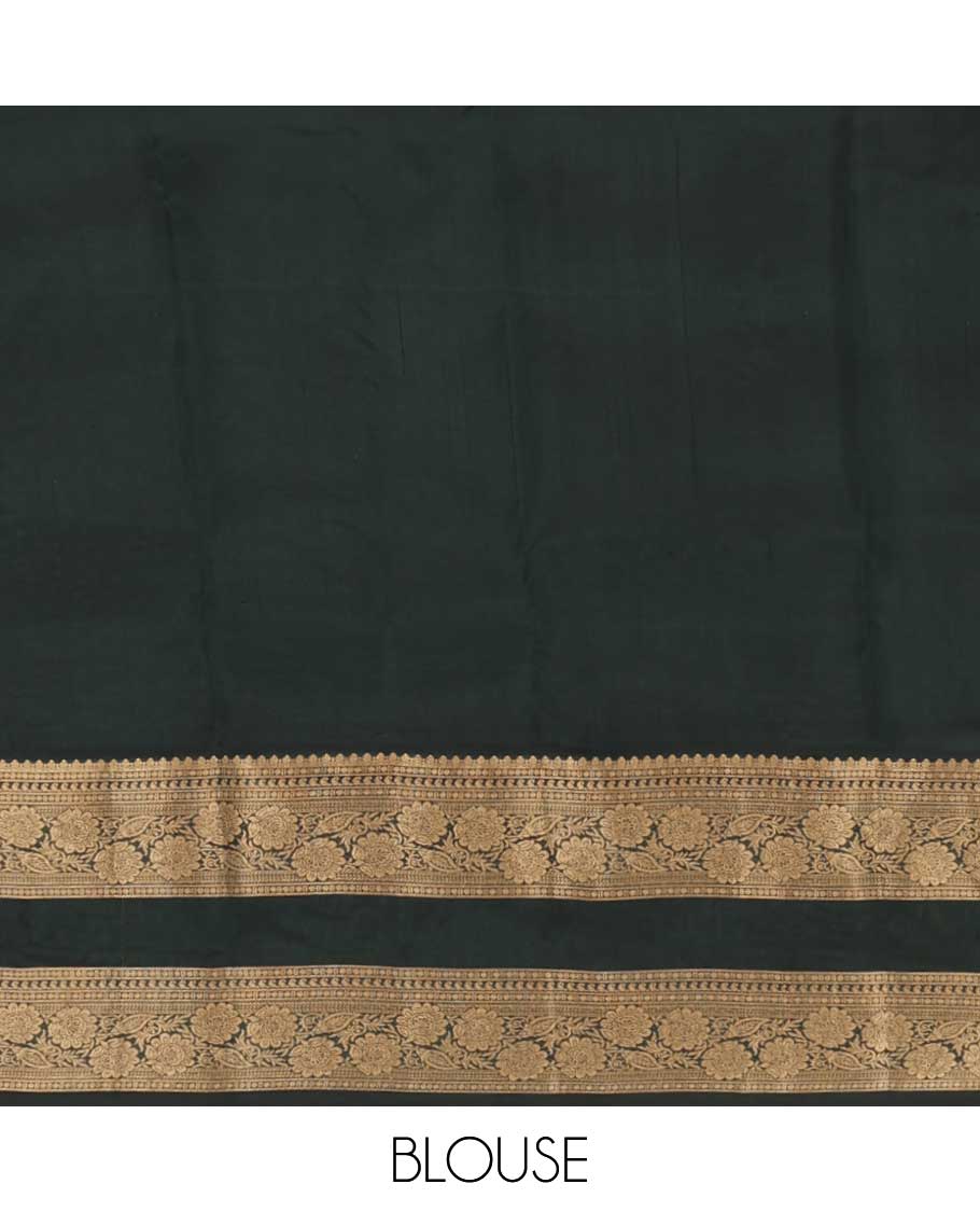 Red zari buttas silk saree, contrast rettai pettu border of manga, paisa and kodi visiry designs, and floral design pallu