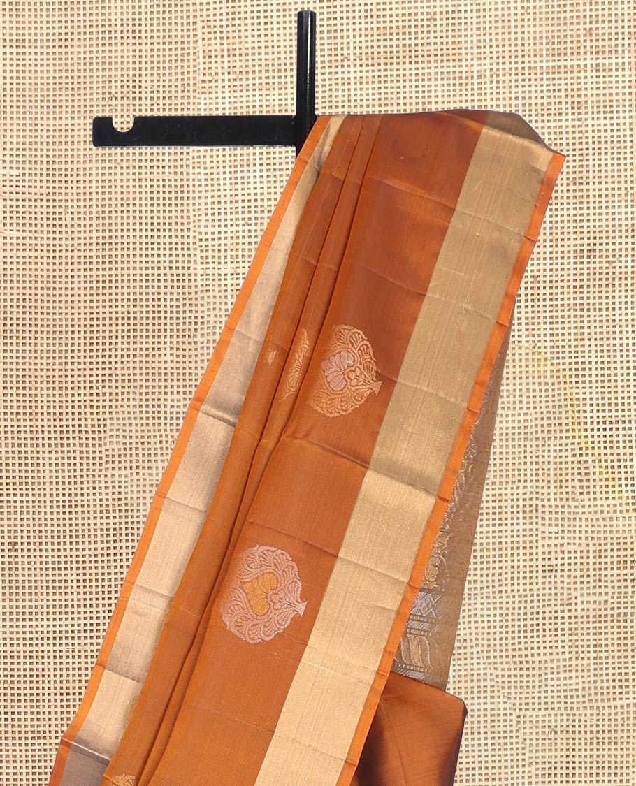 Orange Mayuri Lite Silk Mix Saree