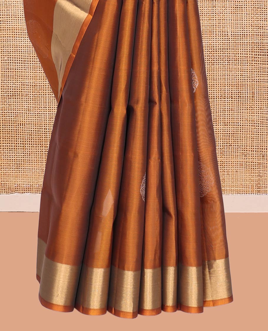 Orange Mayuri Lite Silk Mix Saree