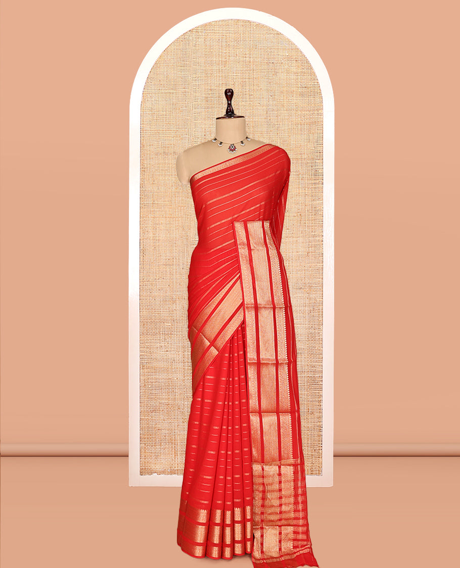 Red Semi Mysore Silk Saree
