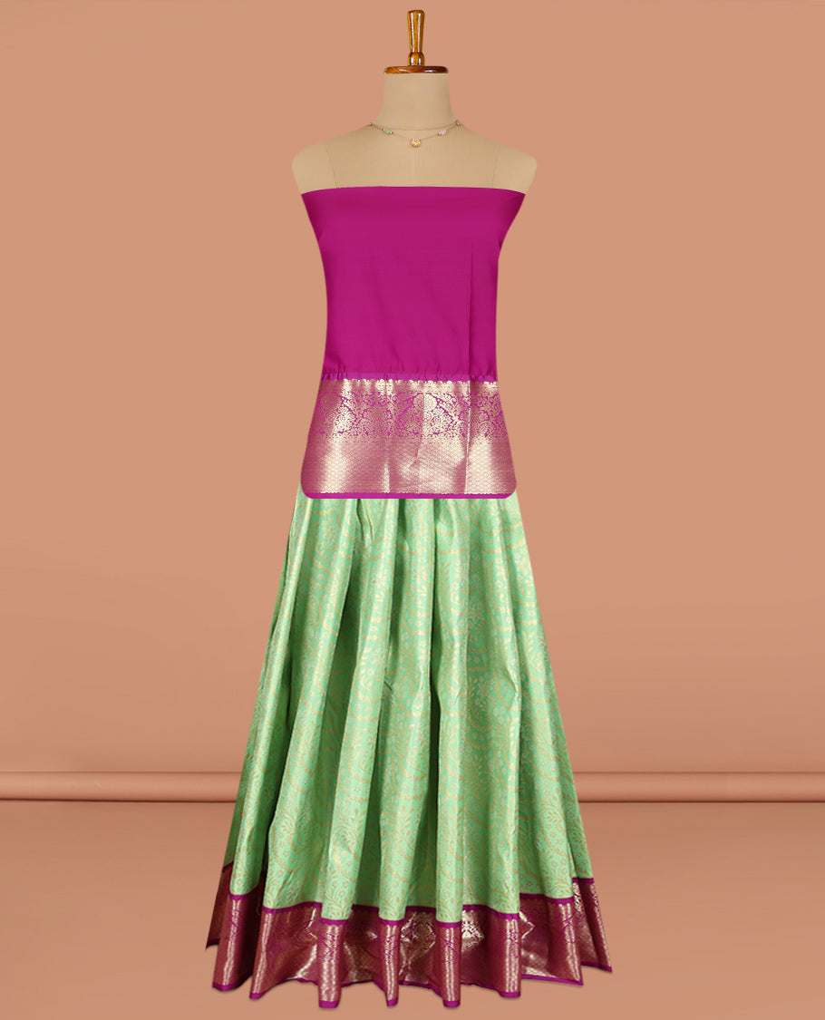 Green Art Silk Pavadai Material Set