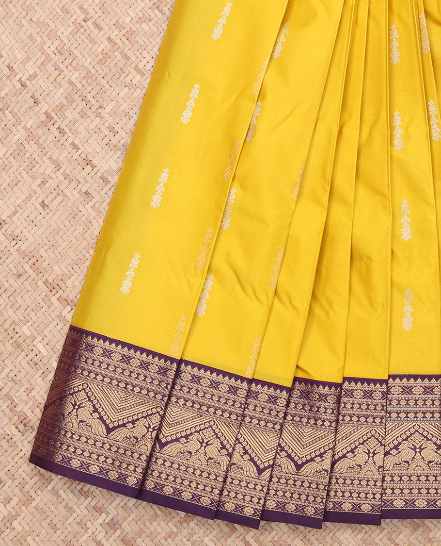 Yellow Contrast Traditional Budget Silk Saree