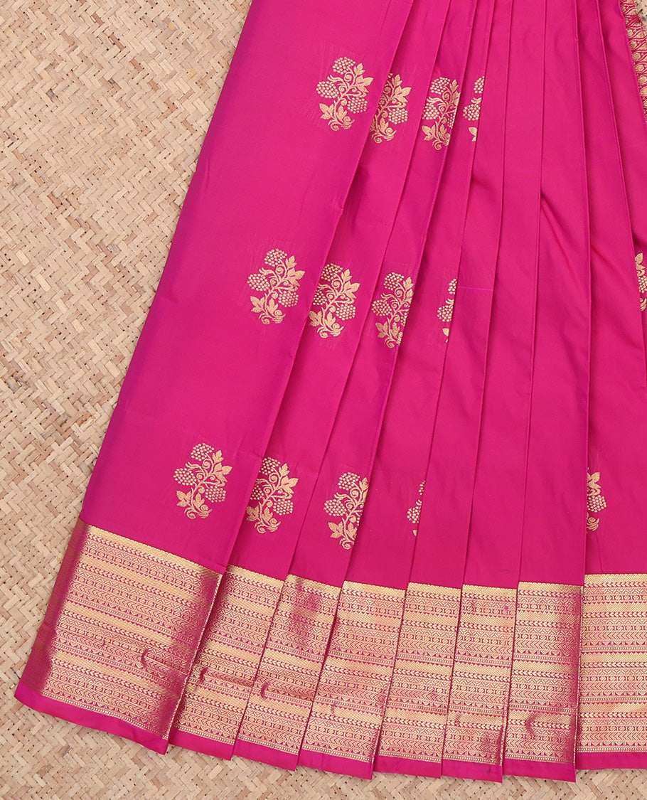 Pink Floral Butta Budget Silk Saree