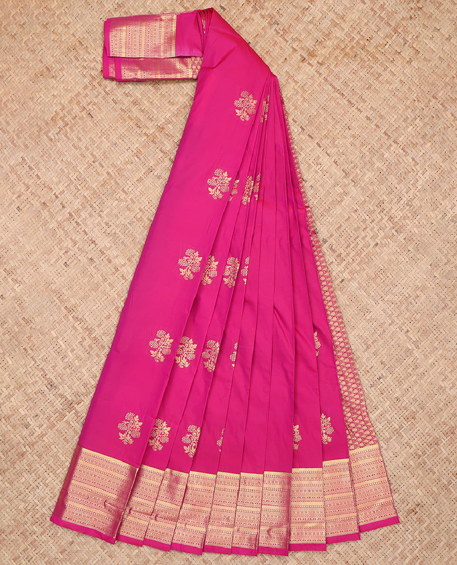 Pink Floral Butta Budget Silk Saree