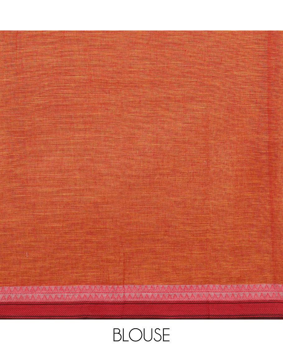 Multi-color light rainbow-colors dyed with rose buttas chirala cotton saree, contrast temple border, and striped pallu