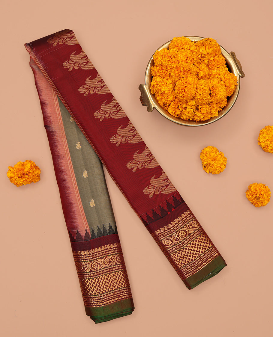 Grey Gadwal Silk Saree