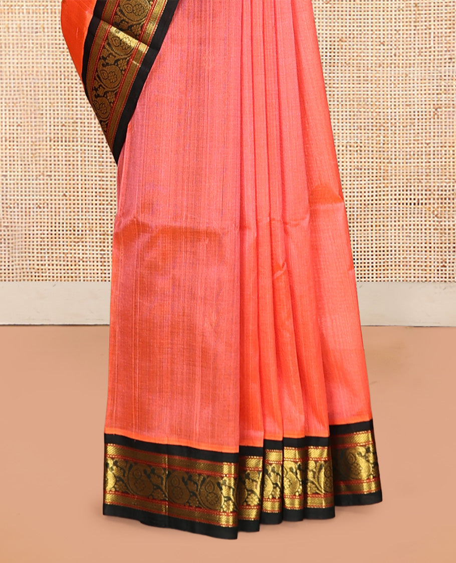 Pinkkish Peach Kuppadam Silk Saree