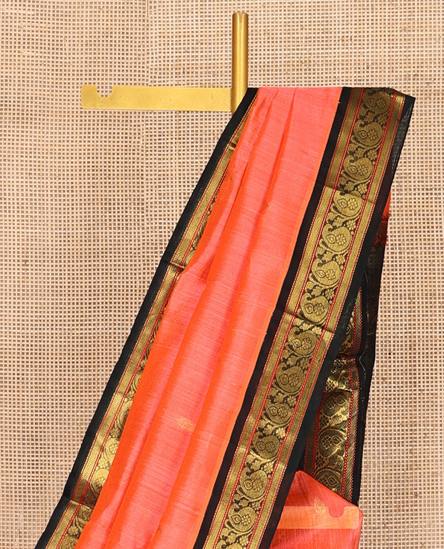 Pinkkish Peach Kuppadam Silk Saree