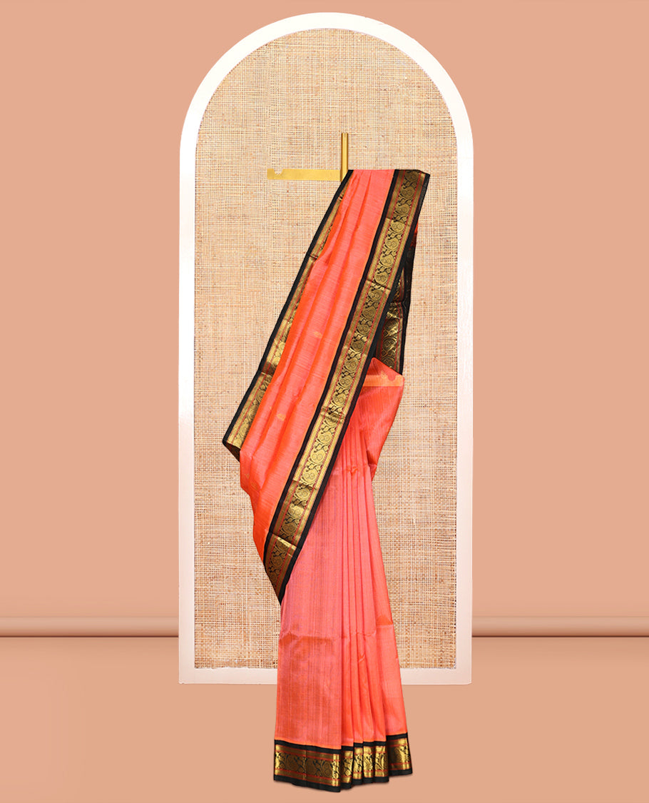 Pinkkish Peach Kuppadam Silk Saree