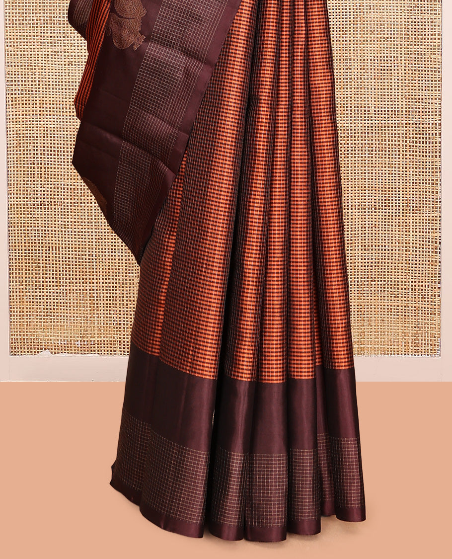 Orange Striped Mayuri Soft Silk Saree