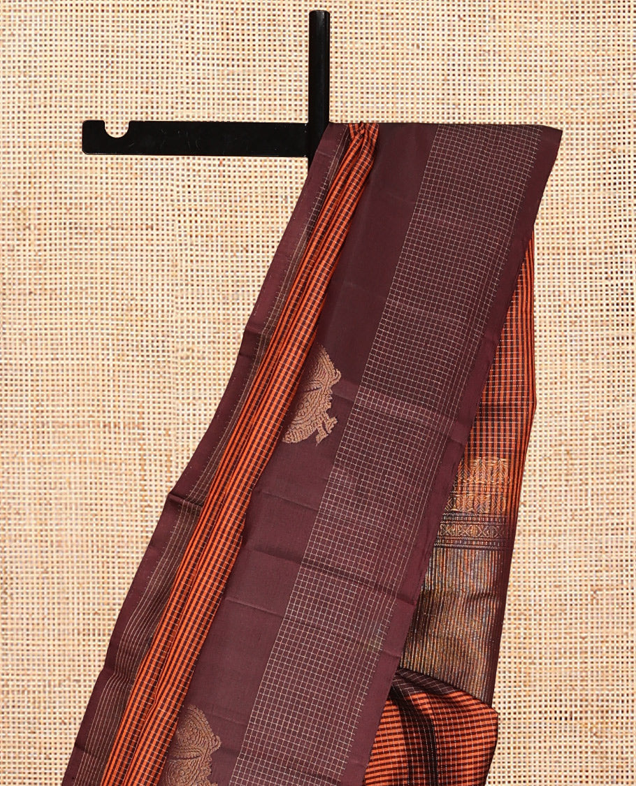 Orange Striped Mayuri Soft Silk Saree