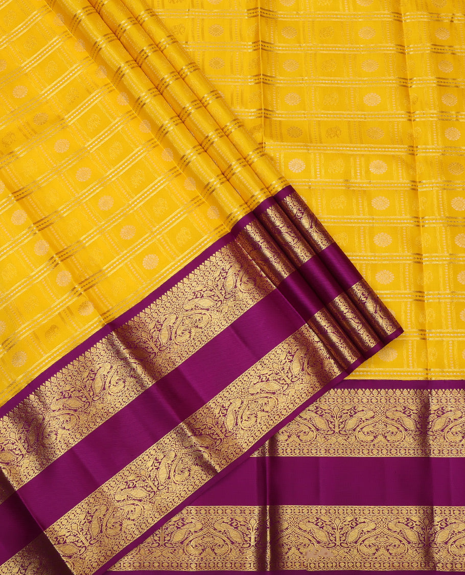 Yellow Pure Silk Pavadai Material Set