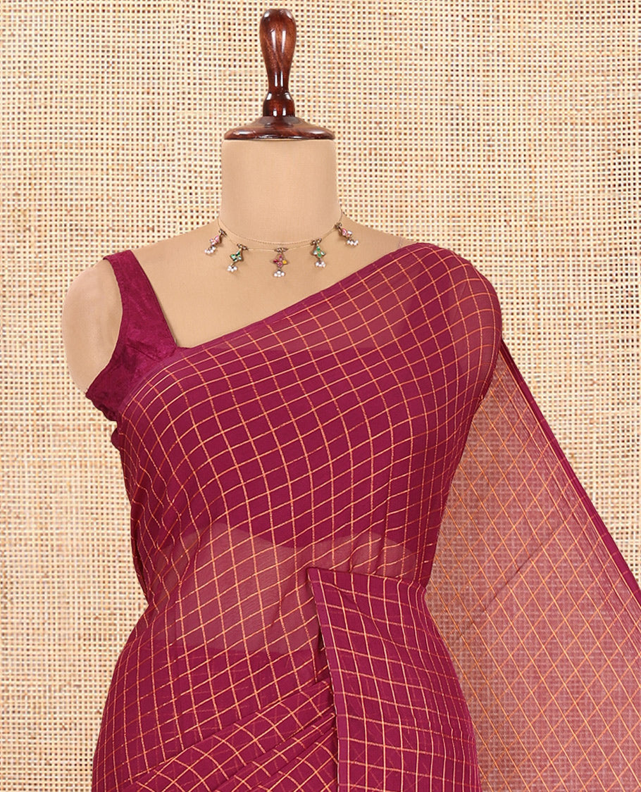 Borderless Purple Chiffon Saree