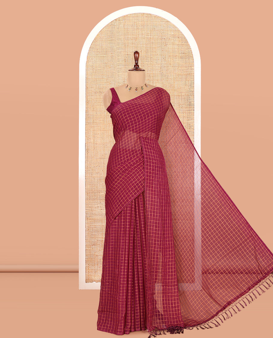 Borderless Purple Chiffon Saree