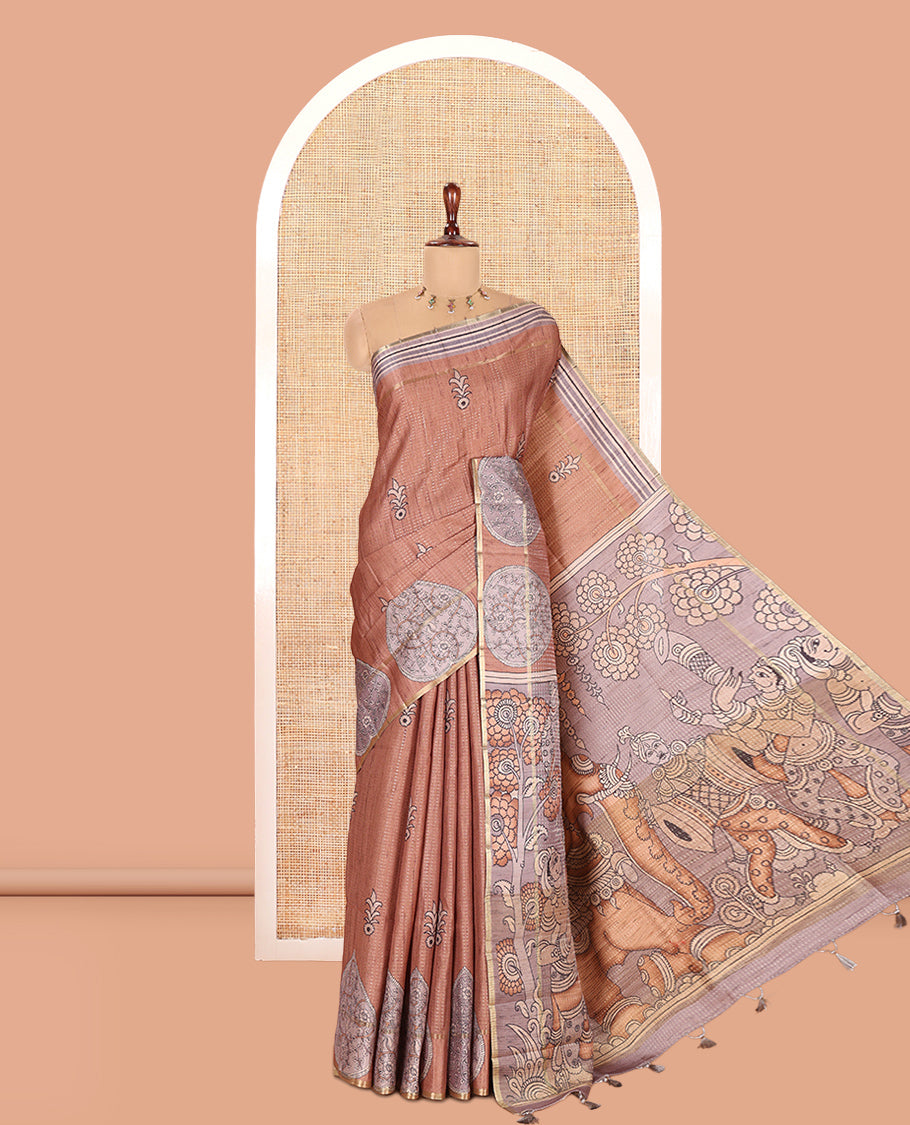 Brown Fancy Tussar Saree