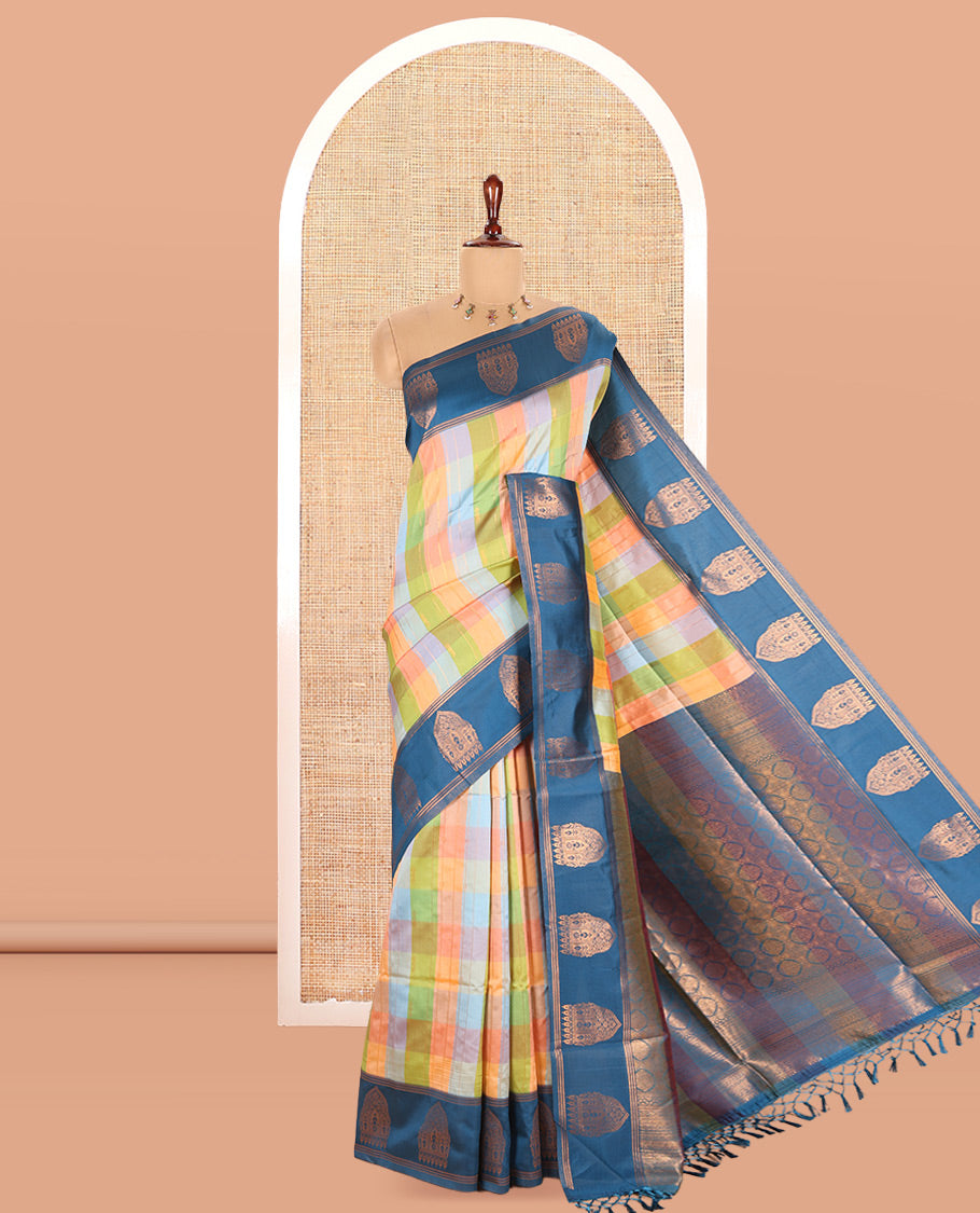 Peacock Blue Fancy Softy Silk Saree