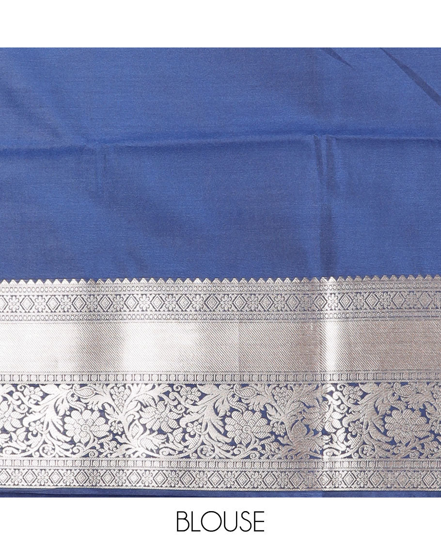 Green zari stripes, and rekku buttas soft silk saree, contrast traditional zari border, and intricate pallu