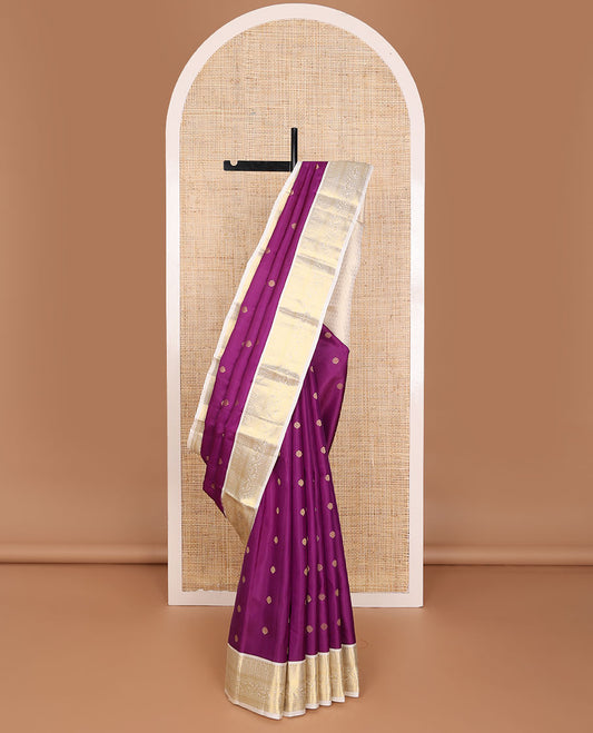 Purple zari buttas silksaree,contrast jaal pallu & border of manga,kamalam,poun,neli,kathir & kodi visiry