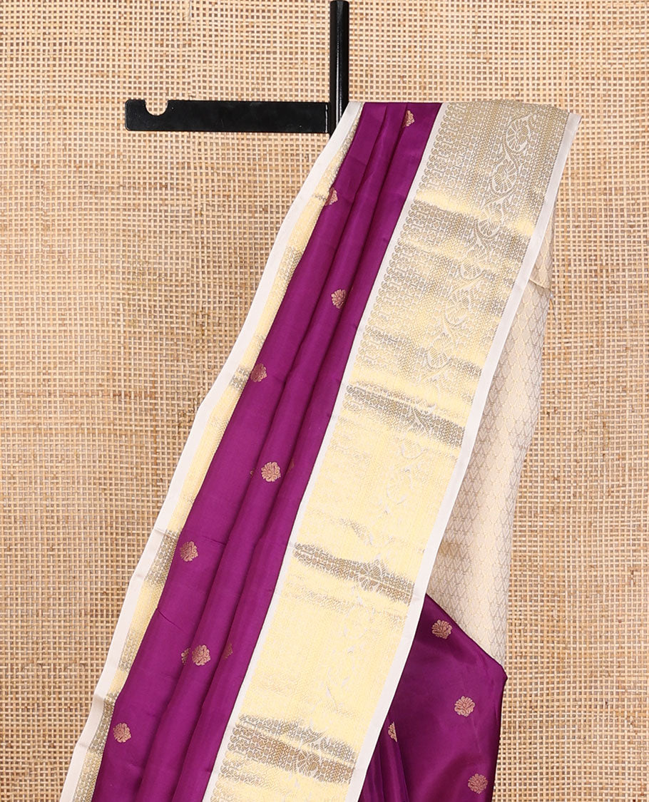Purple zari buttas silksaree,contrast jaal pallu & border of manga,kamalam,poun,neli,kathir & kodi visiry