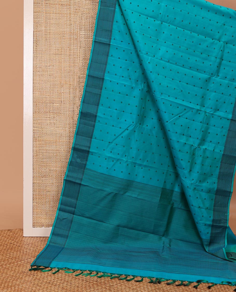 Blue buttas silk saree, thread border of thilakam,muthu & vanki designs & jaal pallu