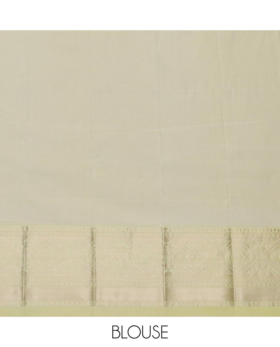 Blue Budget Silk Saree Woven with Intricate Zari Buttas, Featuring a Contrast Traditional Zari Design Steeped Border, Zari-Designed Pallu, and a Contrast Zari-Bordered Blouse