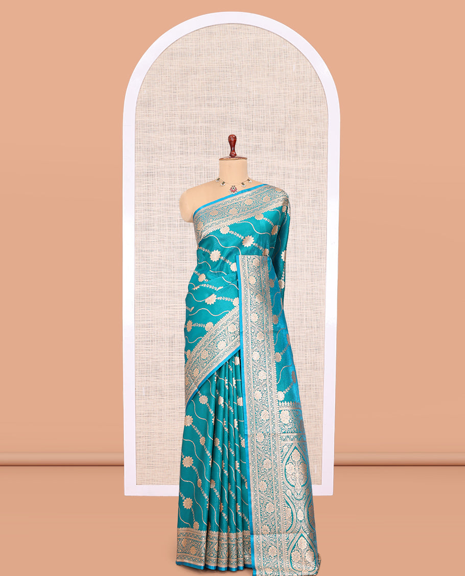 Blue Banaras Nylon Saree