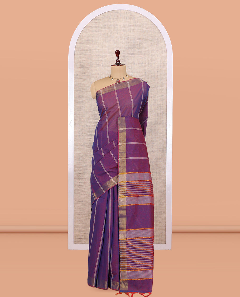 Purple Jute Cotton Saree