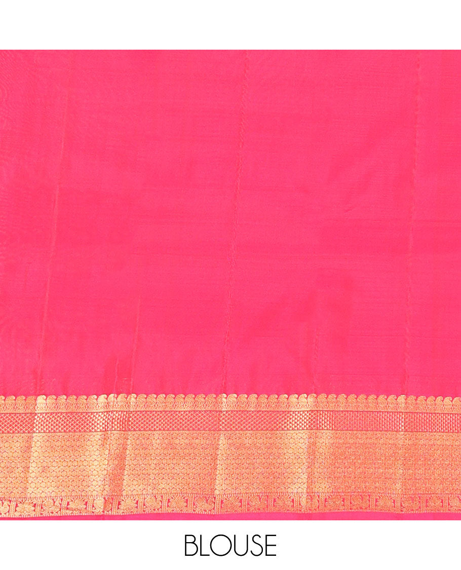 Pink zari design vasundhara silk mix saree, zari border of manga mokku, ara maadam,mayil & poun & intricate pallu