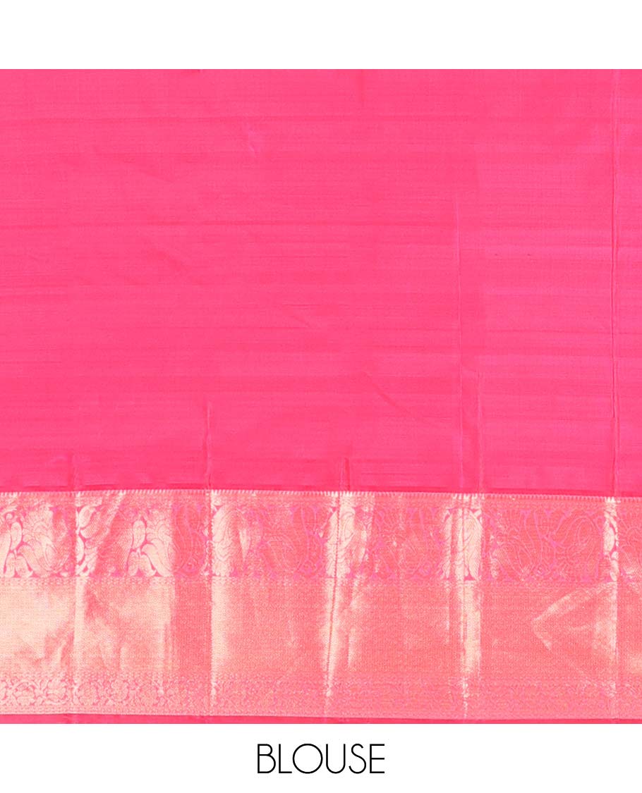 Orange zari buttas Vasundhara silk mix saree, contrast border of kodi visiry, and then kuli kann design, and jaal pallu