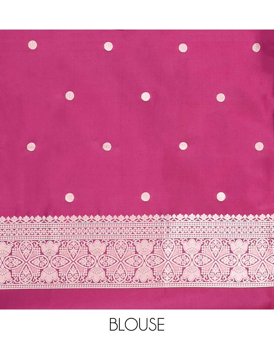 Borderless maroon butter silk saree with zari buttas, zari-rich intricately designed pallu